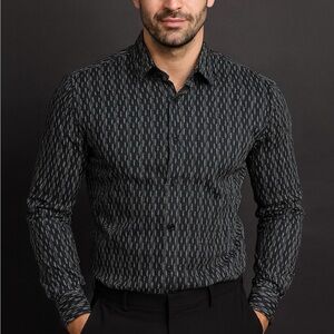 Perry Ellis Black and White Patterned Shirt